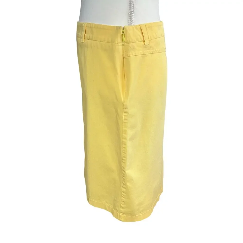 Adrienne Vittadini Classico Skirt Sze 12 Yellow A Line Casual Back Slit Colorful